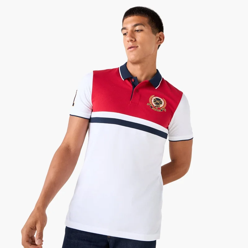 Splash FAV Embroidered Colourblock Polo T-shirt
